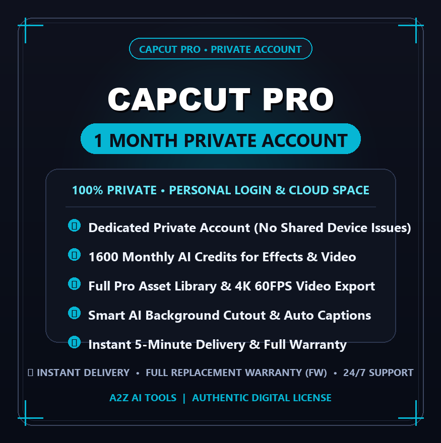 Capcut Pro Private Account 1M Slide 1