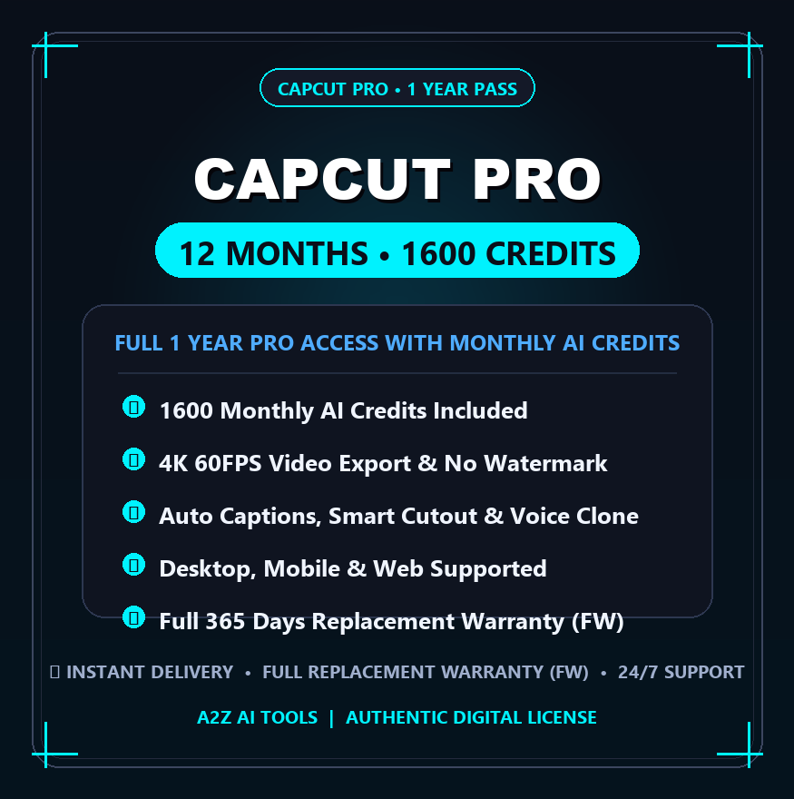 Capcut pro 12M 1600 Ai credit FW Slide 1