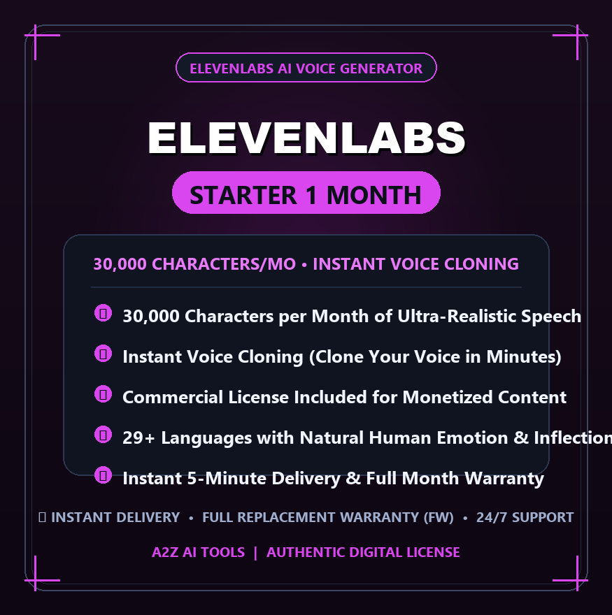 ElevenLabs Starter Plan 1M (30,000 Credits) Slide 1
