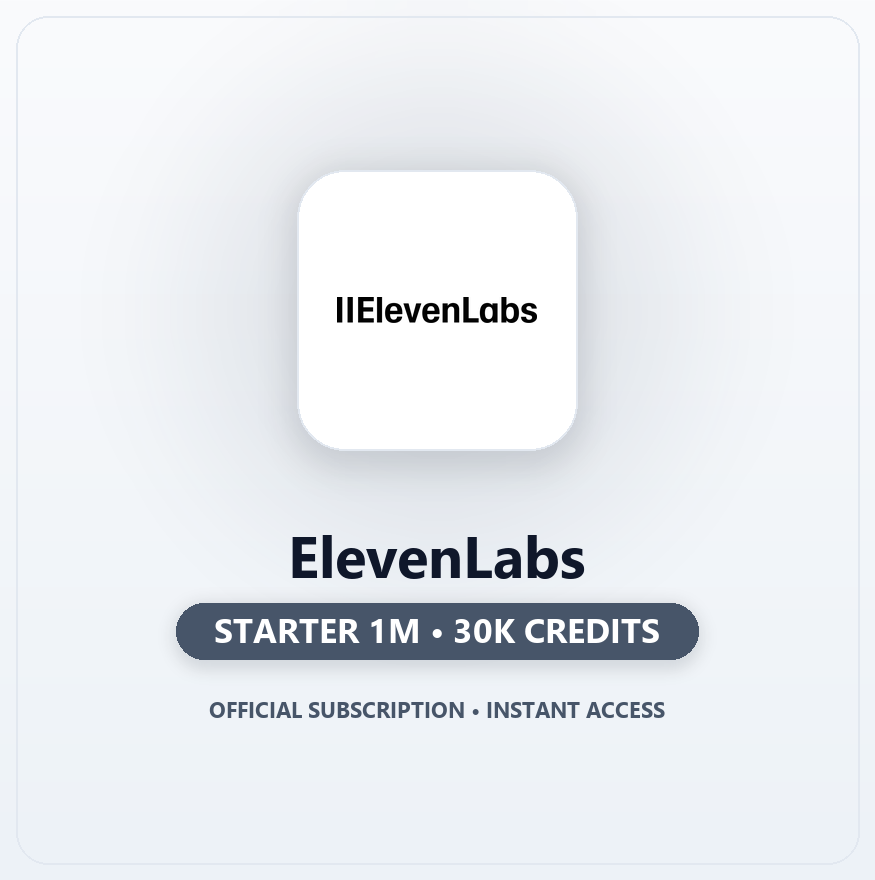 ElevenLabs Starter Plan 1M (30,000 Credits)