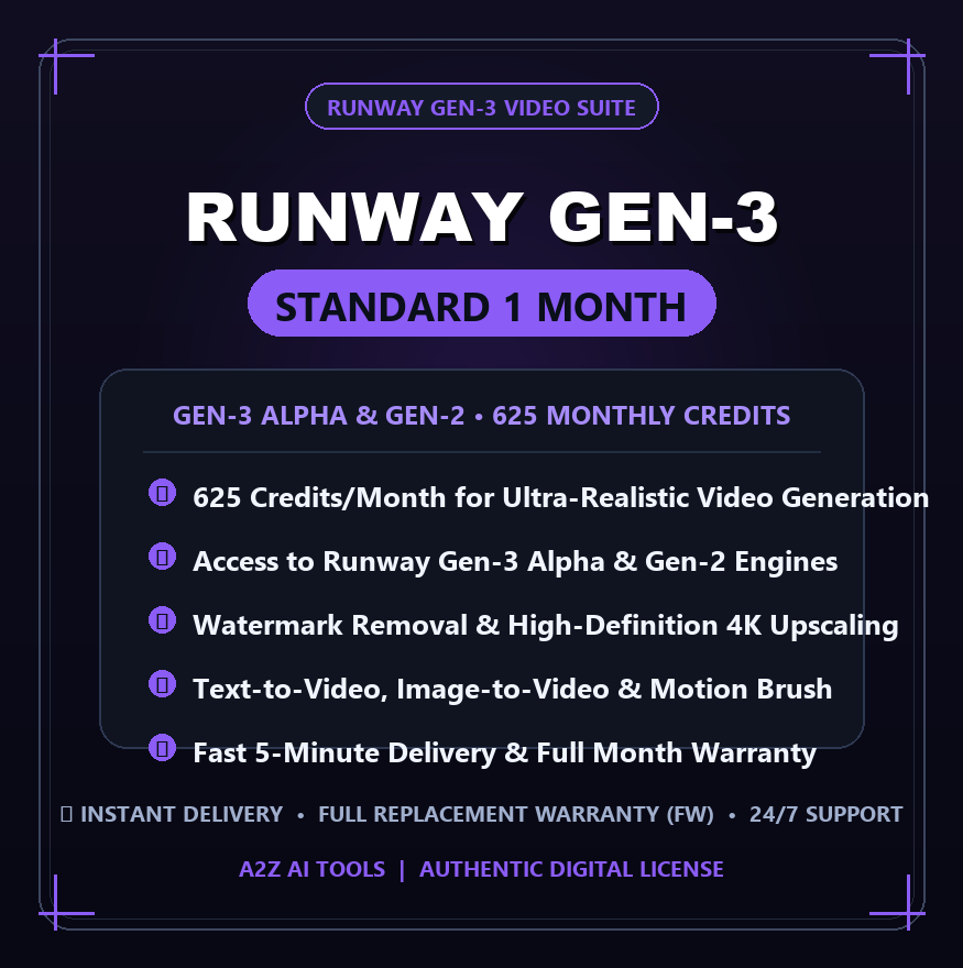Runway Gen-3 Standard 1M (625 Credits) Slide 1